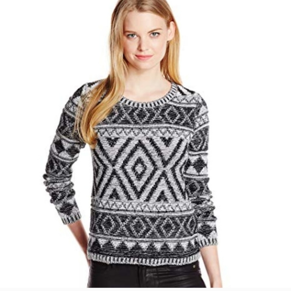 Lucky Brand Jacquard Boho Aztec Pullover Sweater Medium